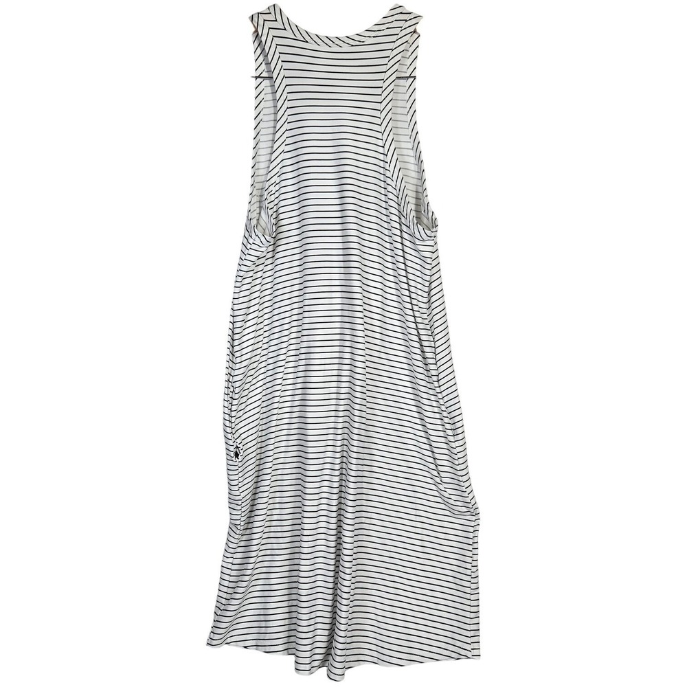MTS‎ Black White Stripe Tank Midi Dress With Pocket Made in USA Size L - Picture 2 of 6